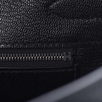 Hermes Taurillon Novillo Shiny Niloticus Crocodile Birkin Touch 30 Black Bleu Marine 22 of 29