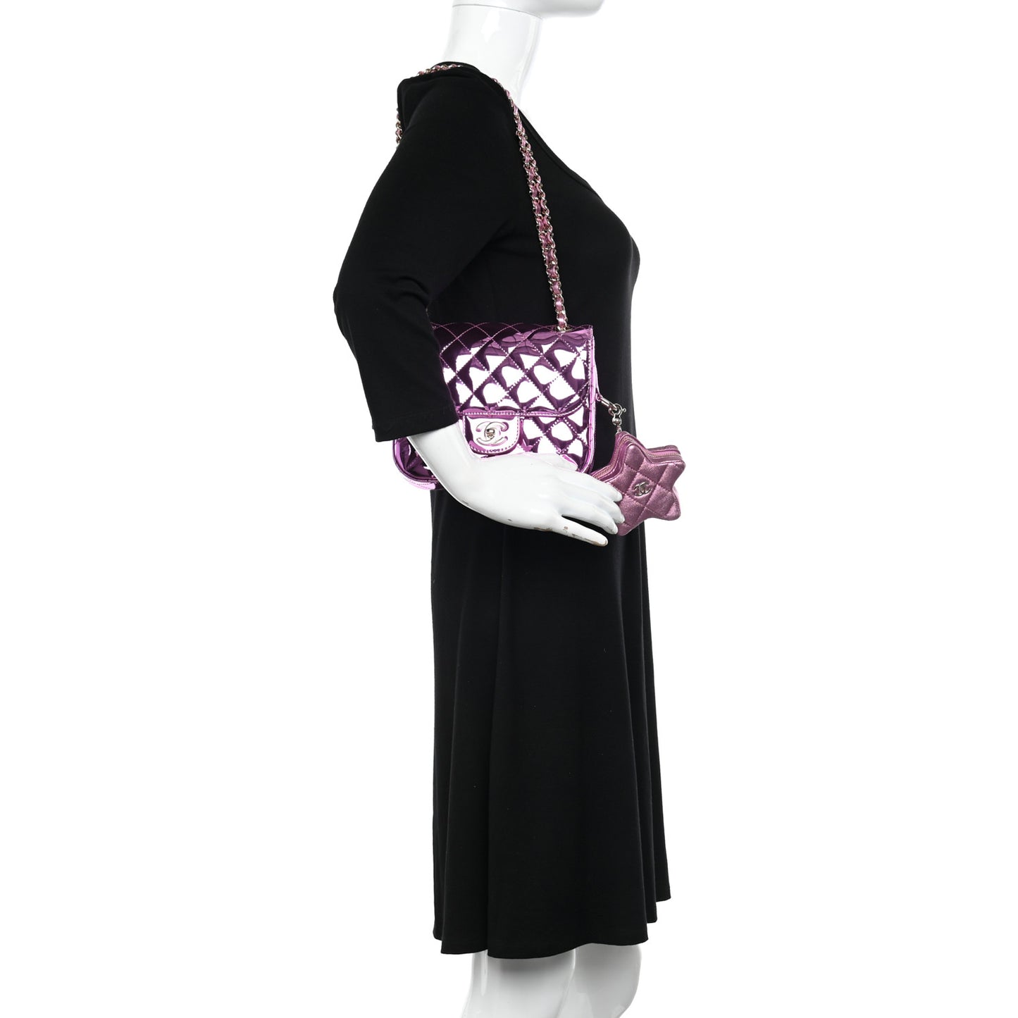 Mirror Calfskin Metallic Calfskin Quilted Hollywood Boulevard Flap With Coin Purse Light Purple