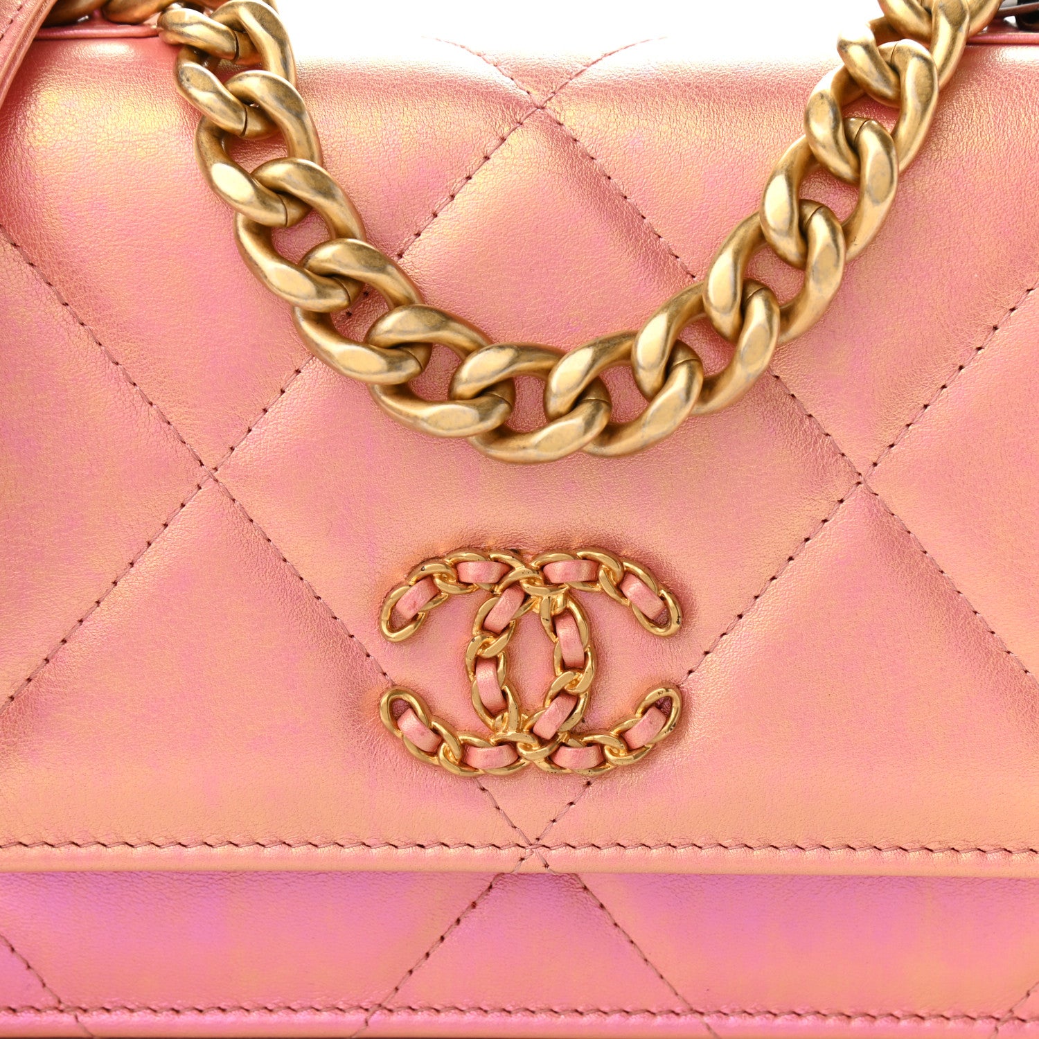 Chanel Iridescent Calfskin Quilted Chanel 19 Wallet On Chain WOC Pink 11 of 12