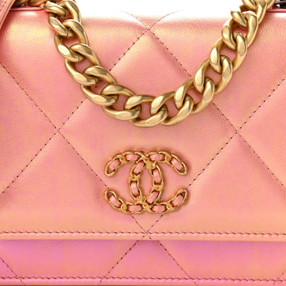 Chanel Iridescent Calfskin Quilted Chanel 19 Wallet On Chain WOC Pink 11 of 12
