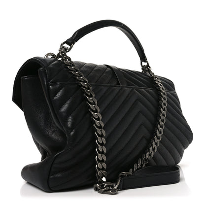 Saint Laurent Sheepskin Matelasse Chevron Monogram Large College Bag Black 3 of 10
