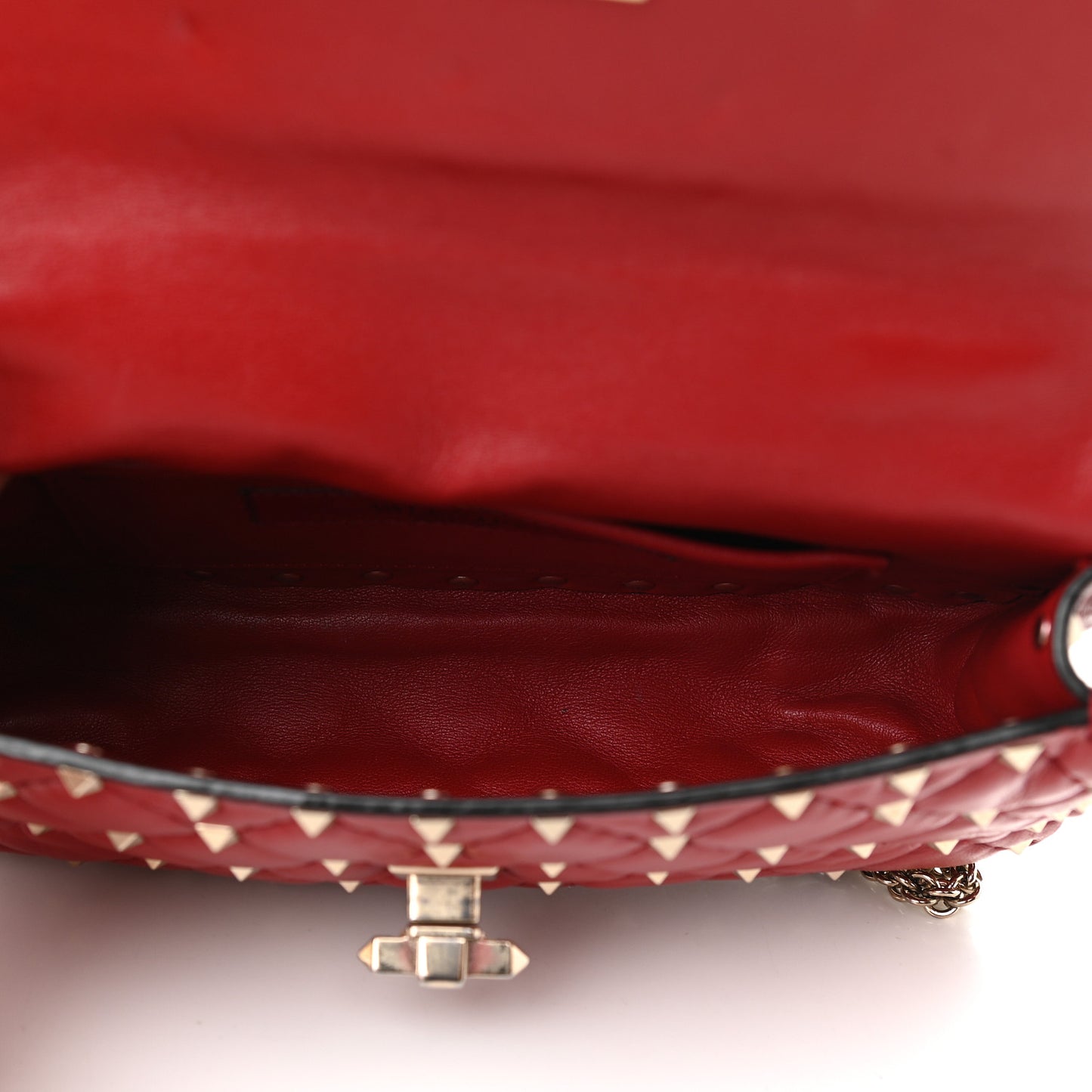 Nappa Small Rockstud Spike Shoulder Bag Rosso Valentino