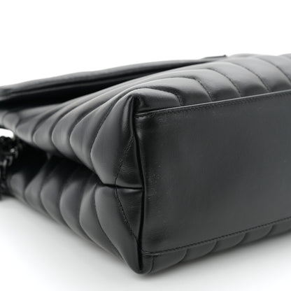 Saint Laurent Calfskin Y Quilted Monogram Monochrome Medium Loulou Chain Satchel Black 9 of 10