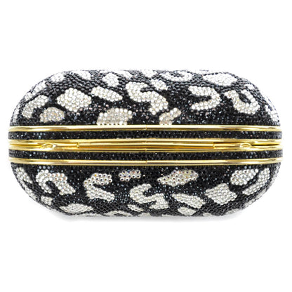 Judith Leiber Crystal Minaudiere Clutch Black White 9 of 11