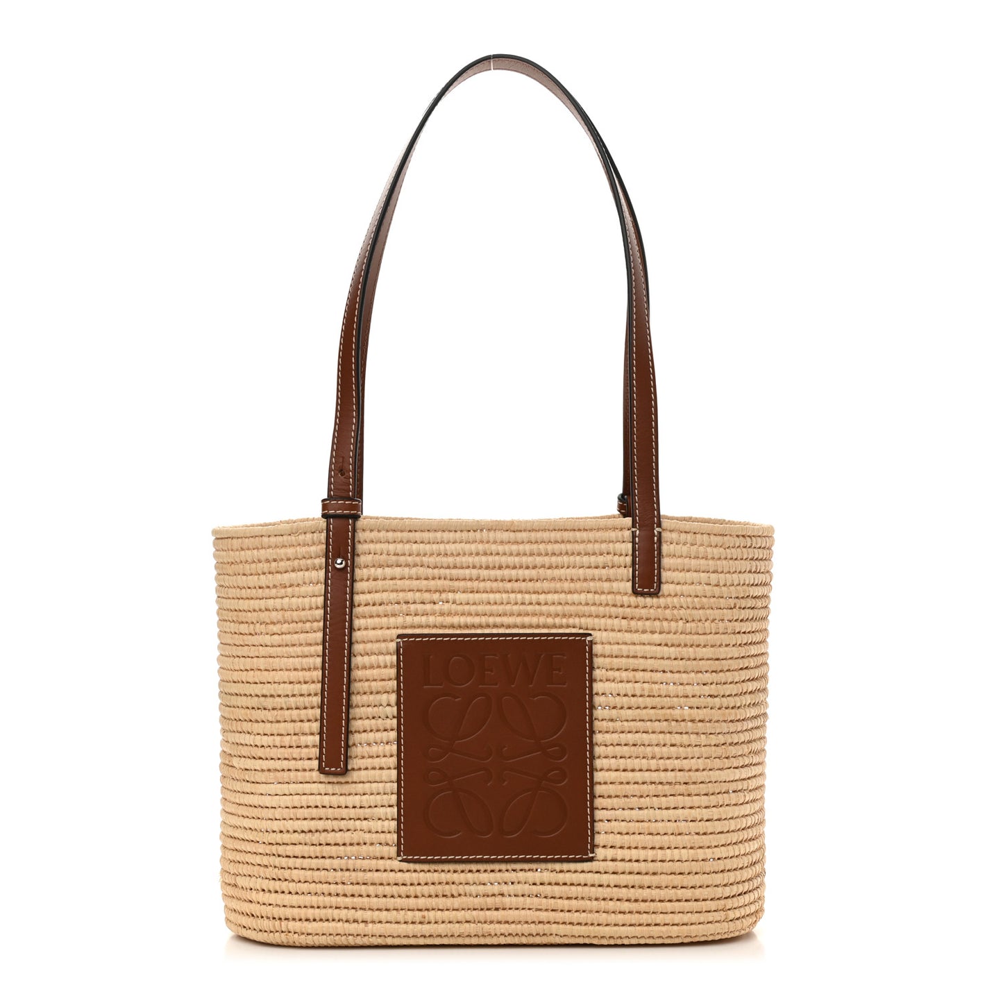 Raffia Small Square Basket Tote Bag Natural Tan