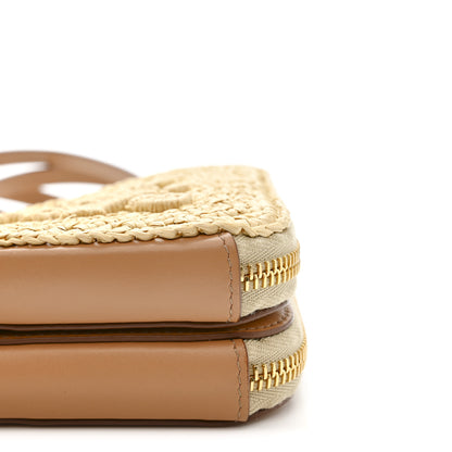 Prada Raffia Calfskin Crochet Logo Embroidered Mini Triangle Crossbody Pouch Naturale 10 of 12
