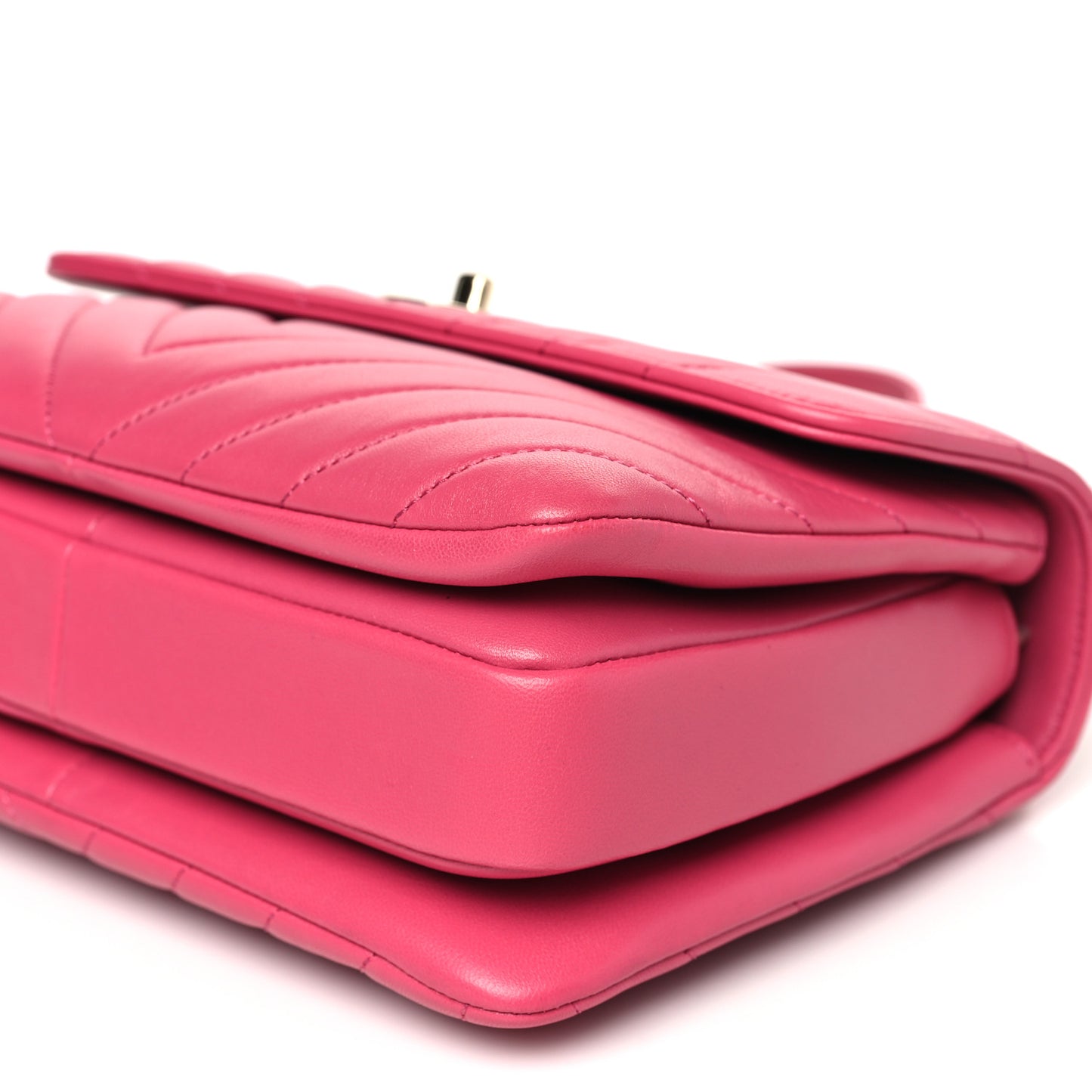 Lambskin Chevron Quilted Small Trendy CC Dual Handle Flap Bag Pink