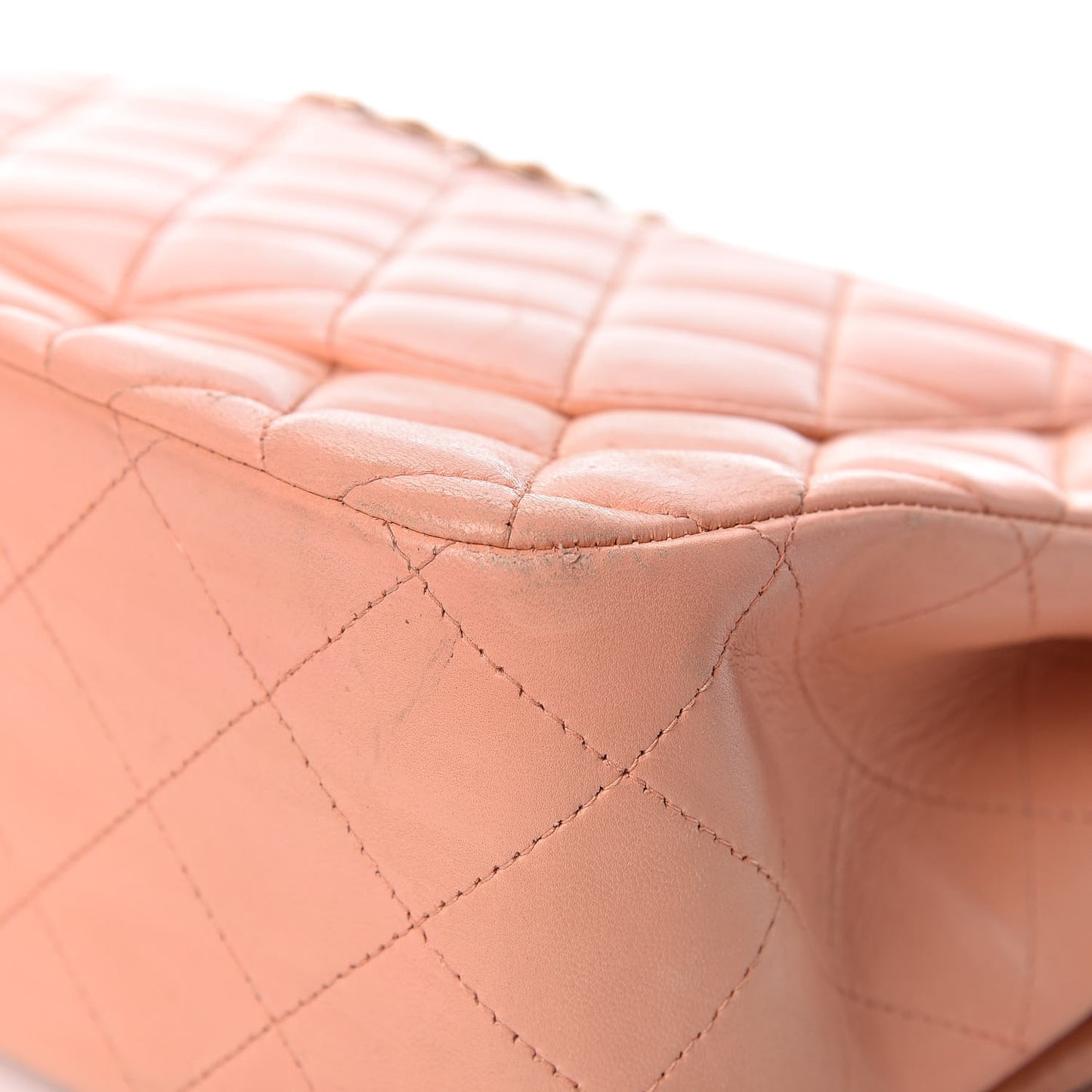 Lambskin Quilted Jumbo Double Flap Light Orange