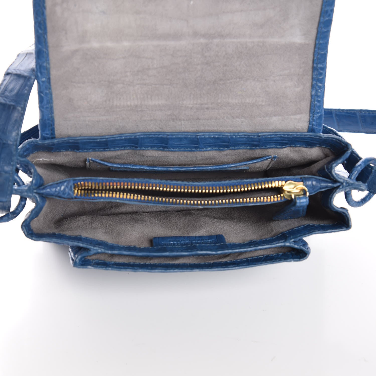 Nancy Gonzalez Crocodile Front Flap Shoulder Bag Blue 6 of 11