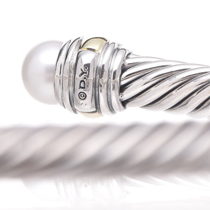 David Yurman Sterling Silver 14K Yellow Gold Pearl 5mm Cable Classics Bracelet 4 of 5
