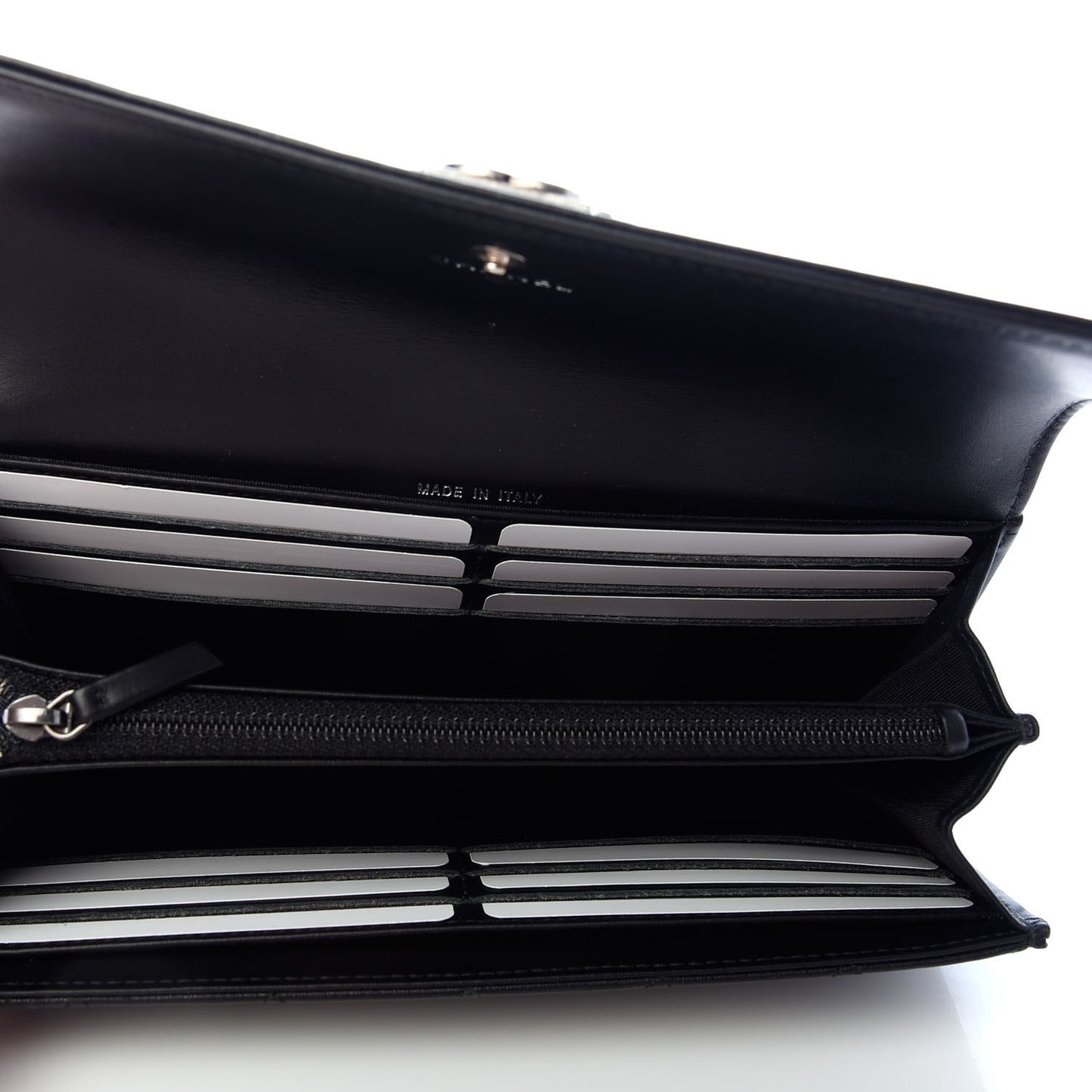 Calfskin Quilted Large Boy Gusset Flap Wallet Black