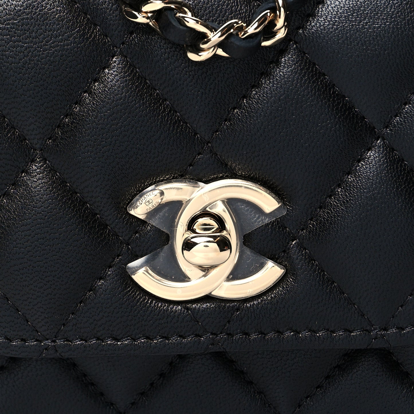 Lambskin Quilted Mini Trendy CC Chain Wallet Black