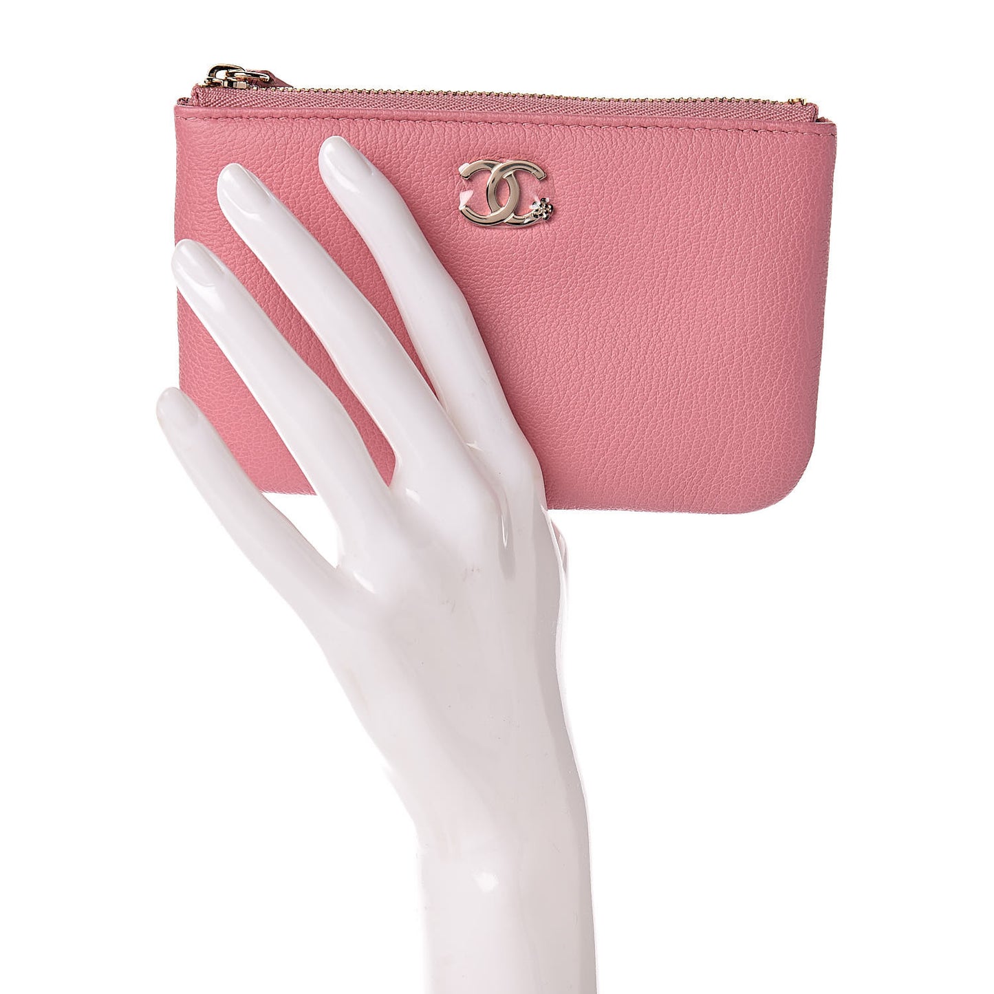 Goatskin Small CC Clover Cosmetic Case Pink