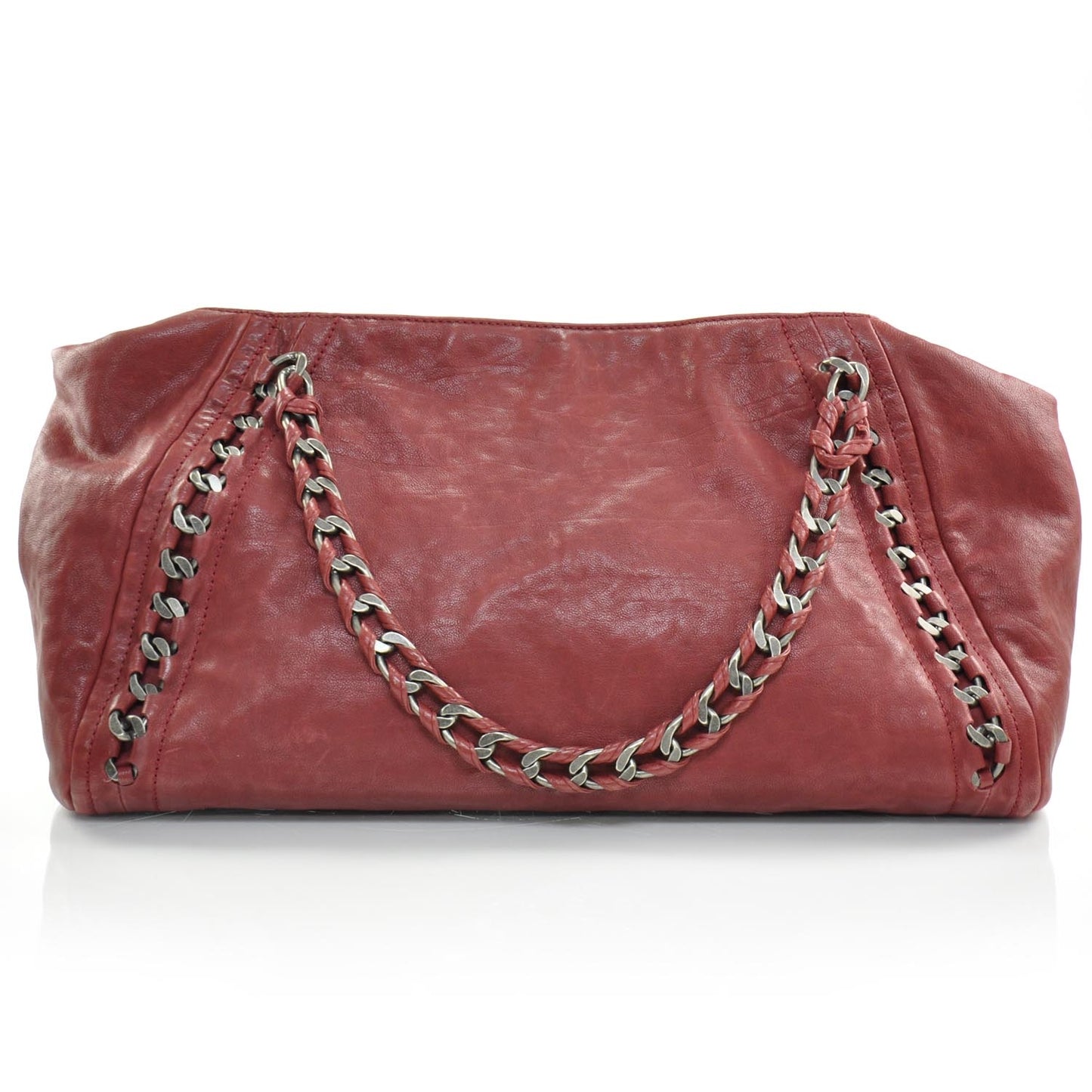 Leather Luxe Ligne XL Modern Chain Tote Red
