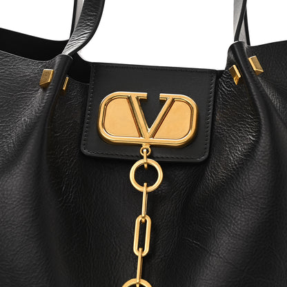 Valentino Garavani Grainy Calfskin Large VLogo Escape Shopper Black 8 of 10