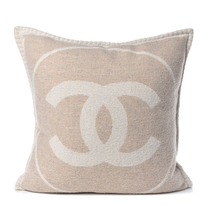 Chanel Merino Wool Cashmere CC Pillow Beige Off White 1 of 11