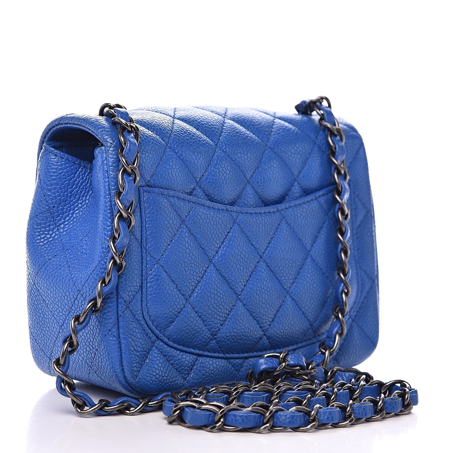 Caviar Quilted Mini Square Flap Blue