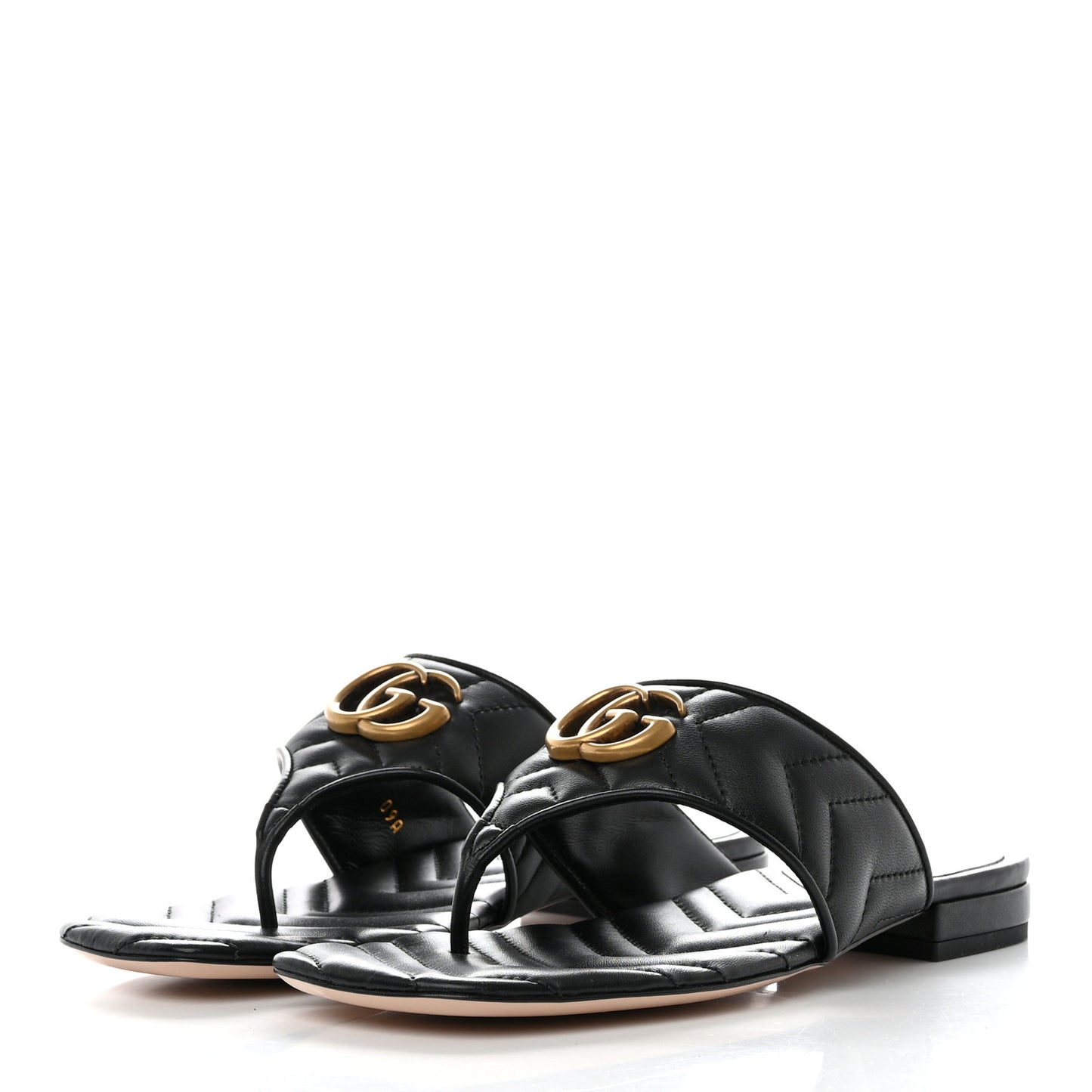 Nappa Charlotte Double G Marmont Thong Sandals 37 Black