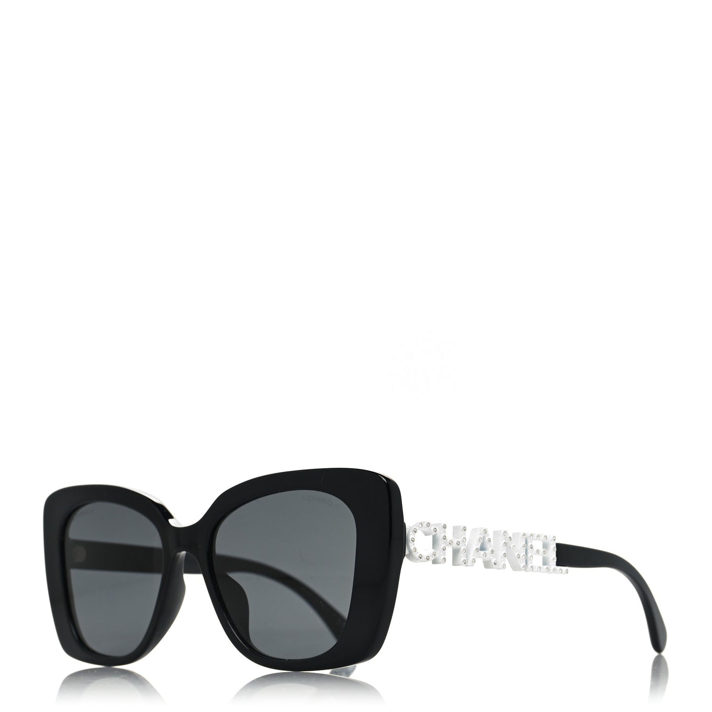 Acetate Strass Square Sunglasses 5422-B-A Black White