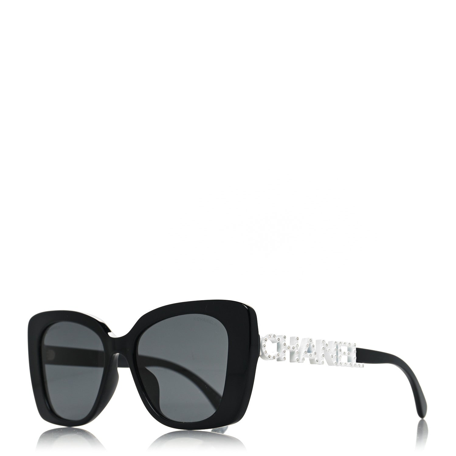 Chanel Acetate Strass Square Sunglasses 5422-B-A Black White 1 of 8
