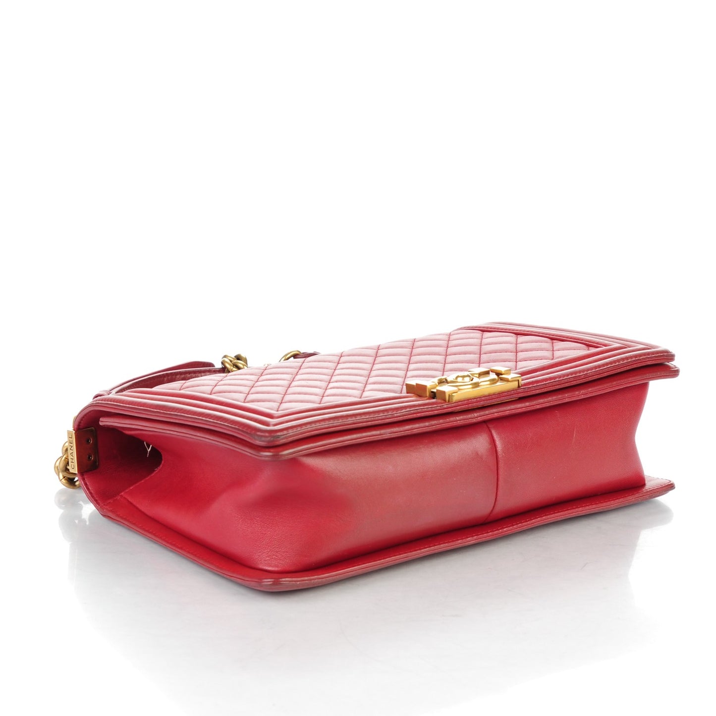 Lambskin Quilted New Medium Boy Flap Dark Red