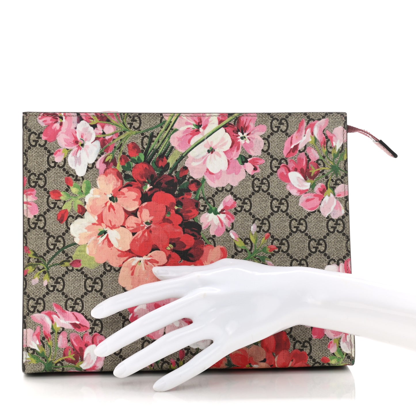 GG Supreme Monogram Blooms Large Cosmetic Case Beige Multicolor Dry Rose