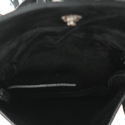 Saint Laurent Calfskin Crocodile Embossed Fringe Toy Monogram Anita Crossbody Bag Black 5 of 7
