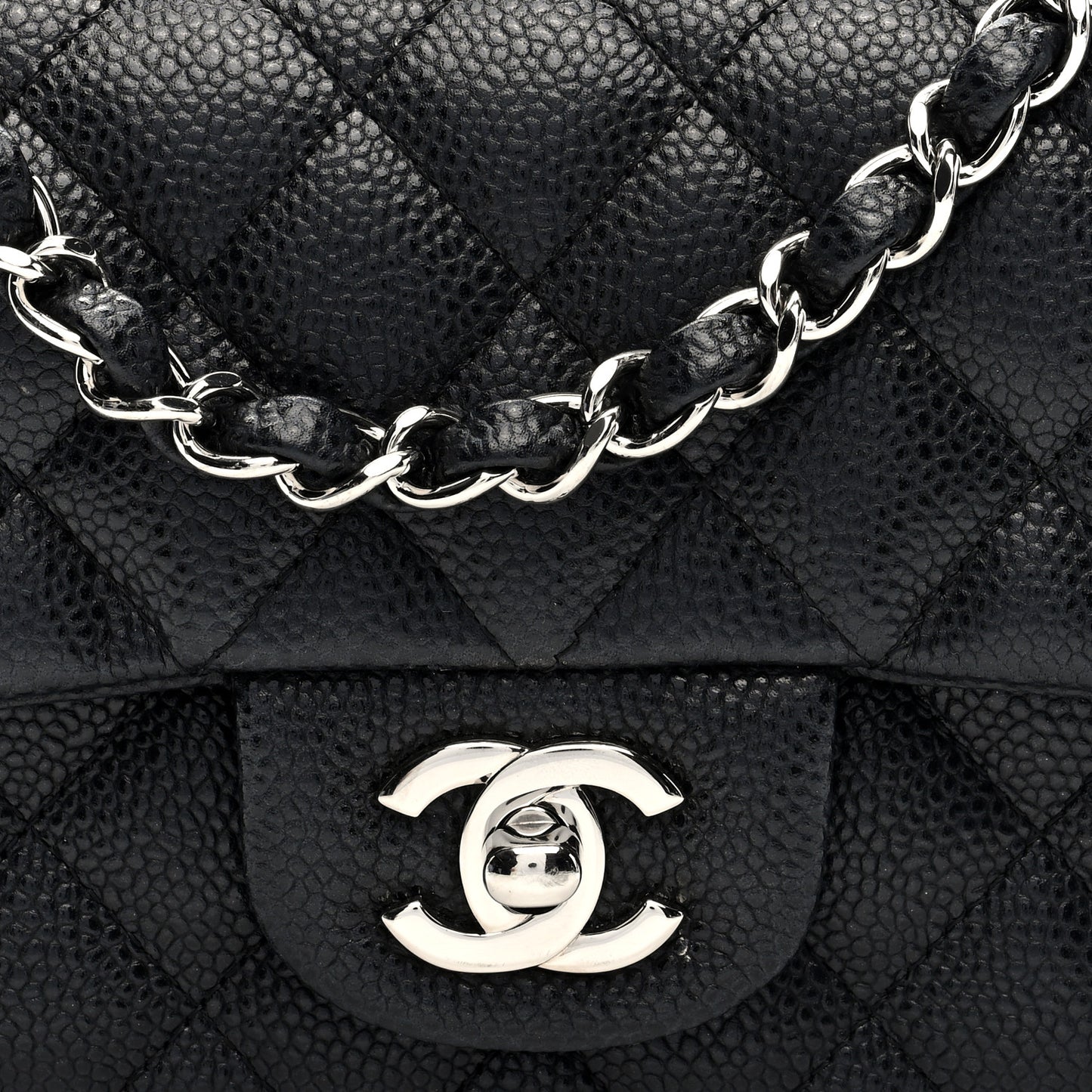 Caviar Quilted Mini Rectangular Flap Black