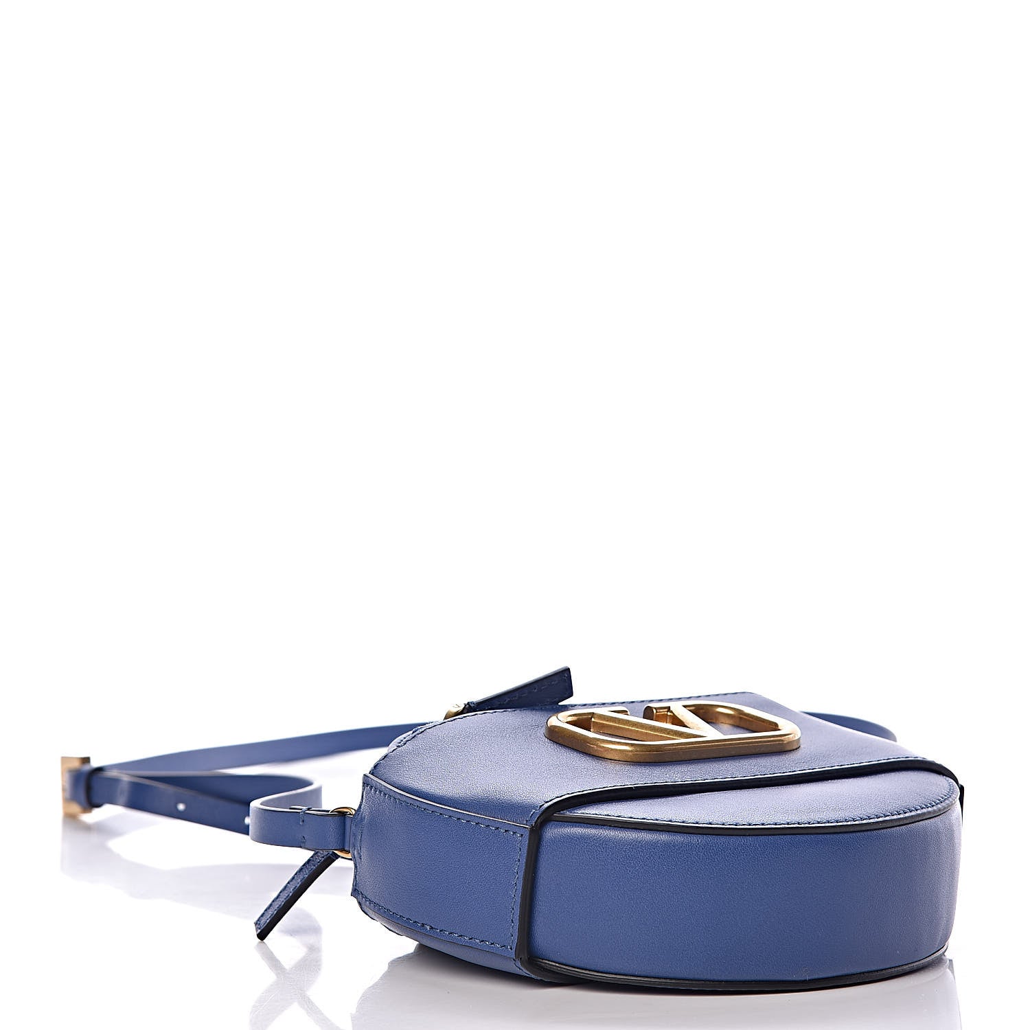 Valentino Garavani Calfskin VLogo Round Crossbody Bag Blue 4 of 10