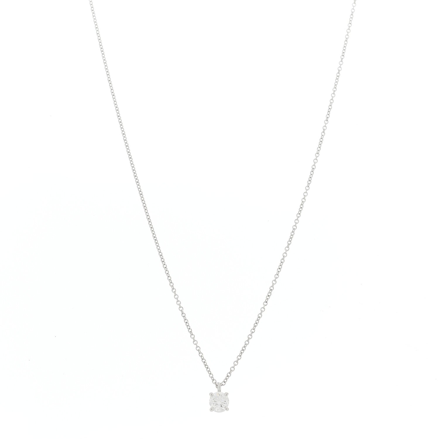 Tiffany Platinum Diamond .33ct Solitaire Pendant Necklace 1 of 6
