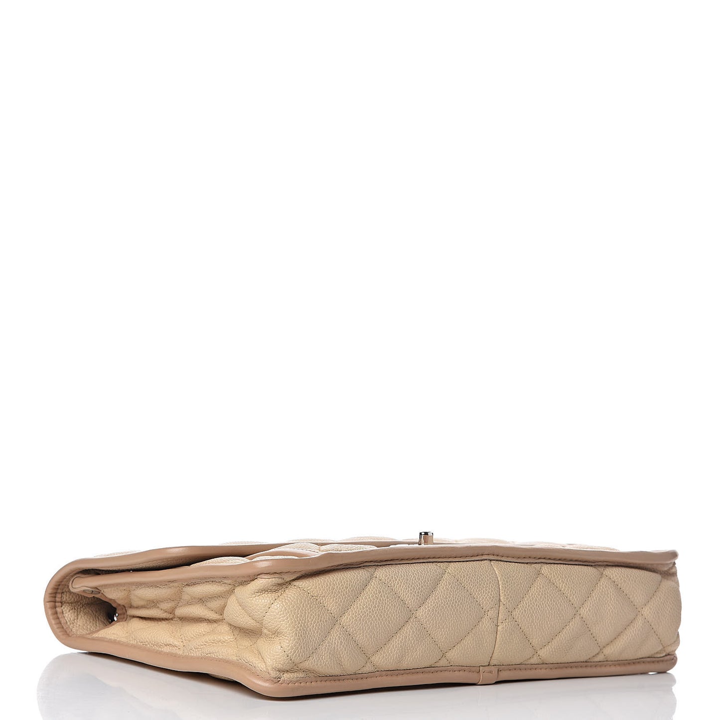 Caviar Quilted Large French Riviera Flap Beige