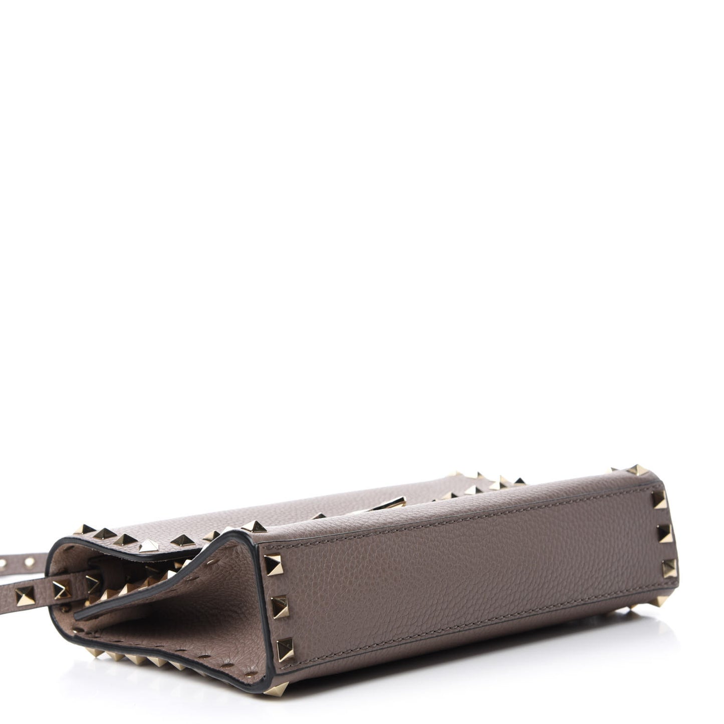 Pebbled Calfskin Medium Rockstud Flip Lock Crossbody Bag Clay