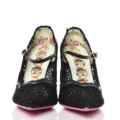 Gucci Lace Pizzo Venice Pumps 37.5 Black 2 of 8