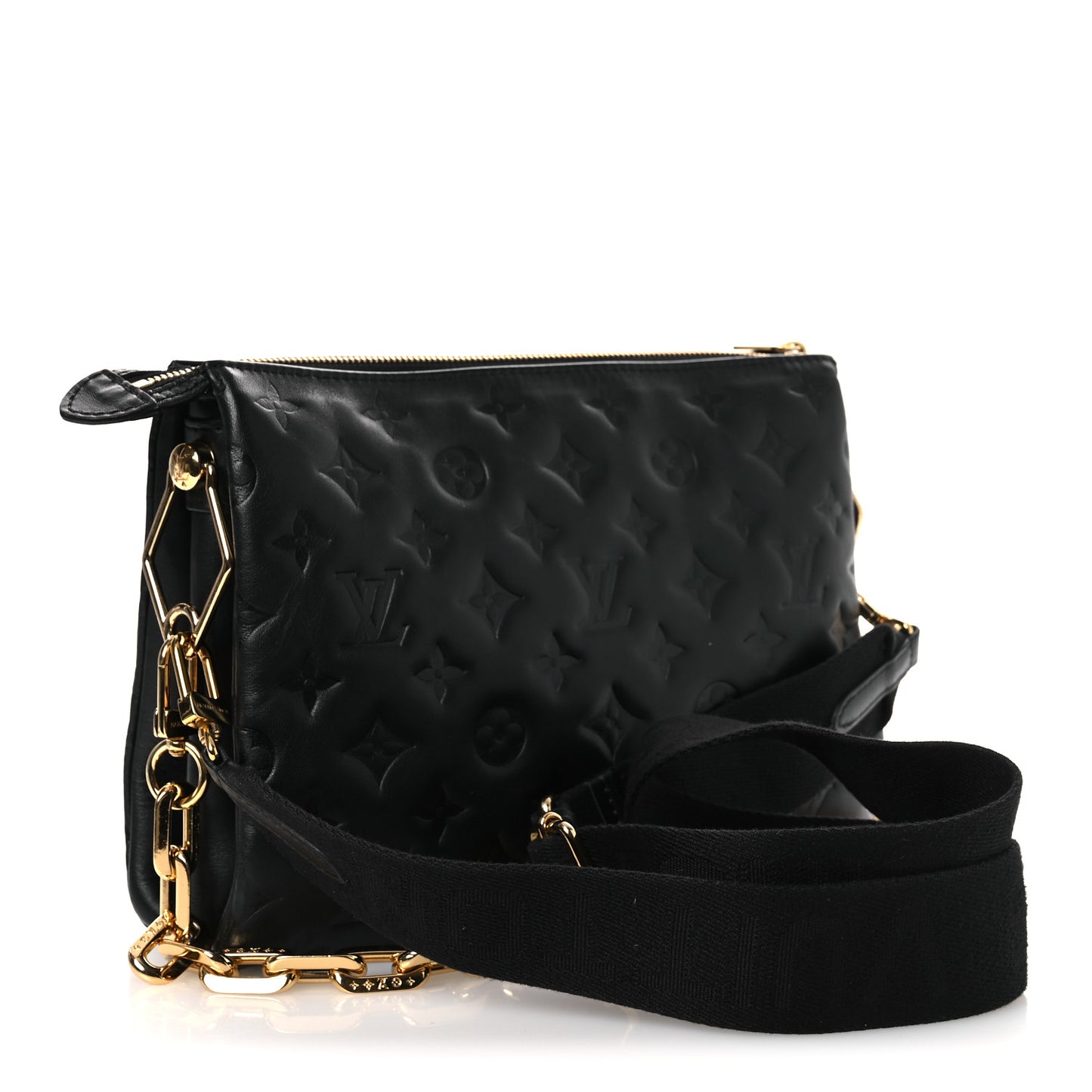 Lambskin Embossed Monogram Coussin PM Black