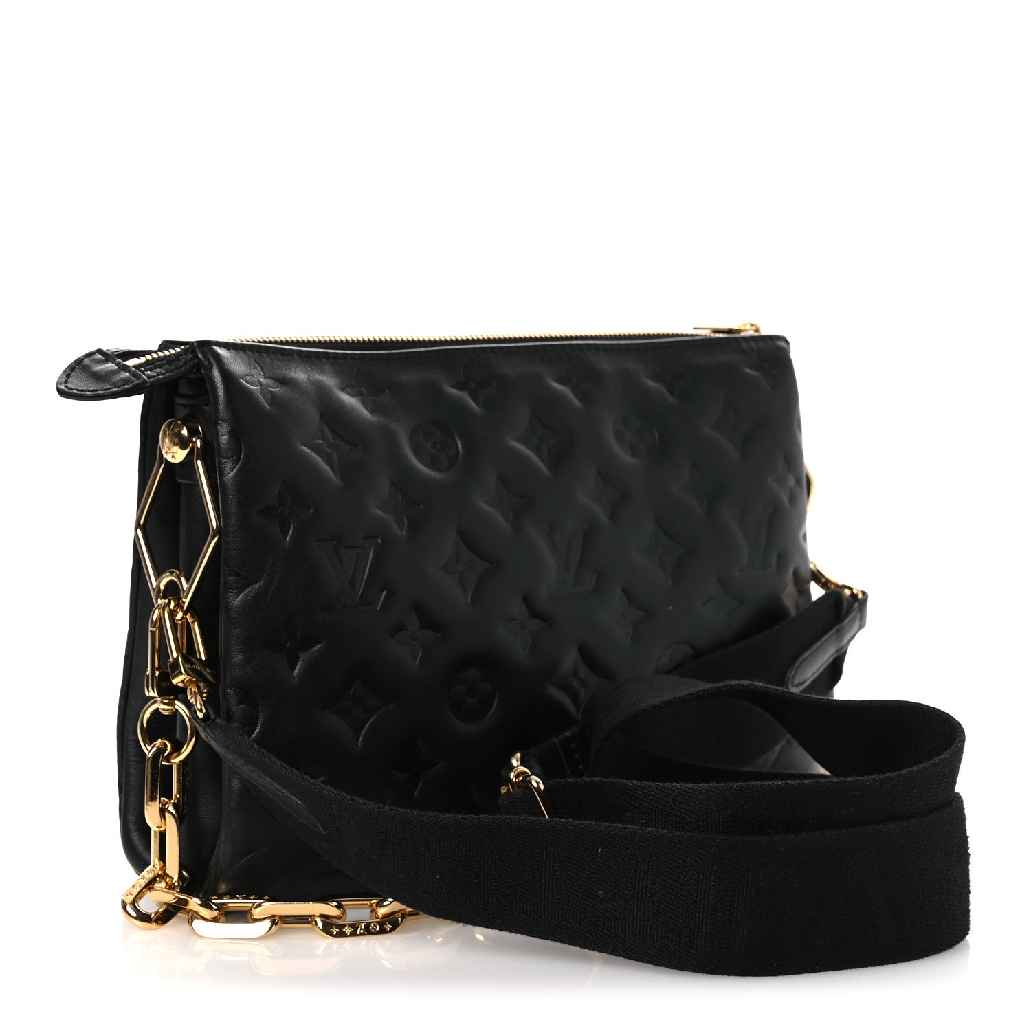Louis Vuitton Lambskin Embossed Monogram Coussin PM Black 3 of 12