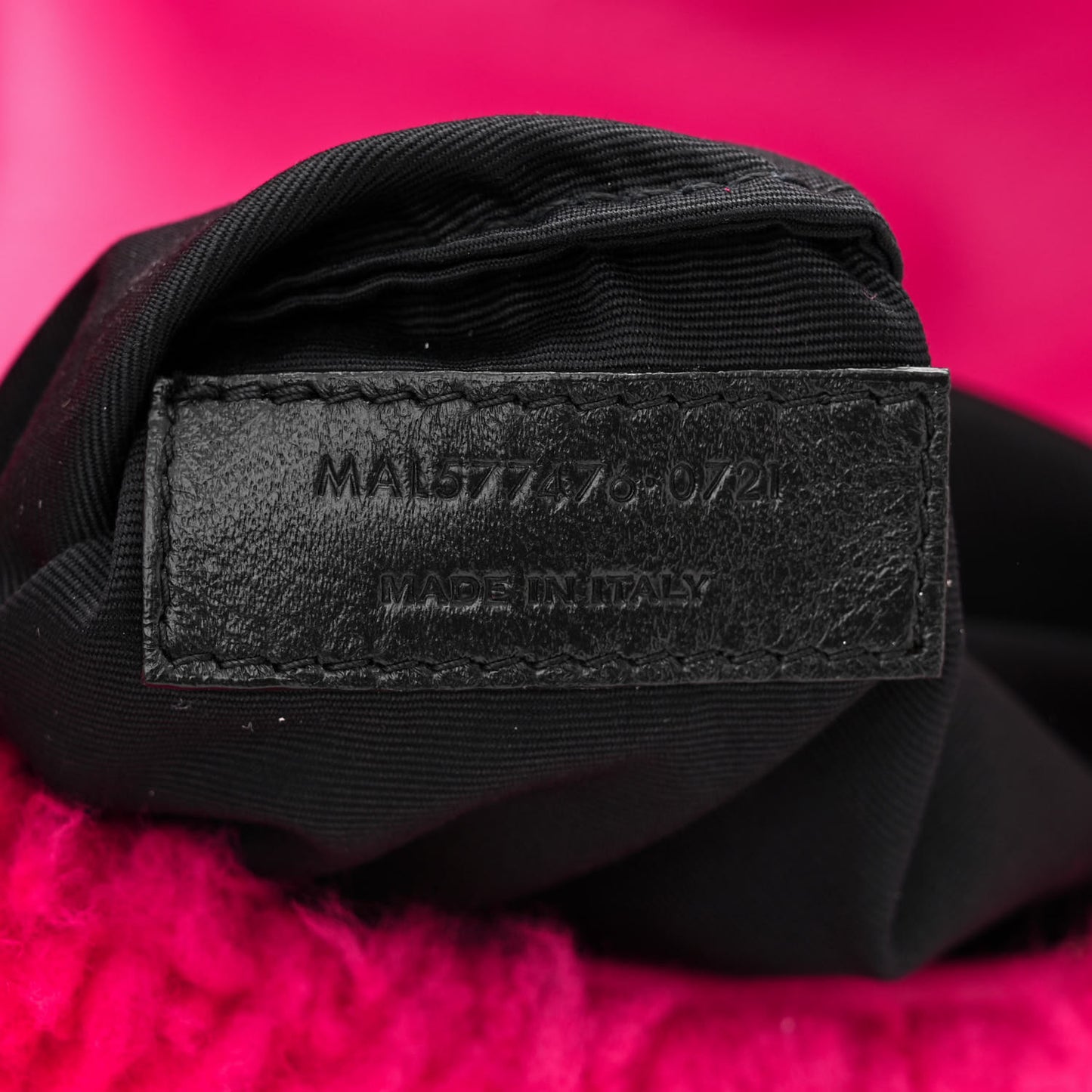 Merino Shearling Lambskin Quilted Small Loulou Puffer Monogram Chain Satchel Fuchsia