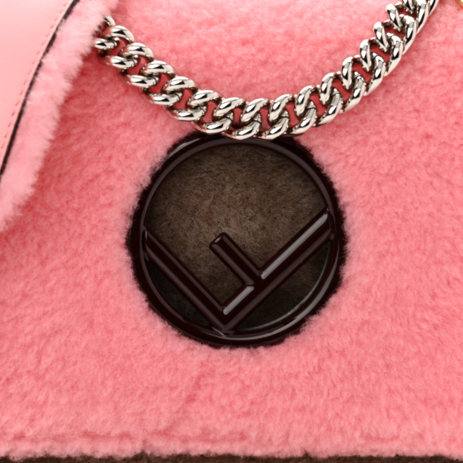 Fendi Shearling Vitello Century F is Fendi Small Kan I Shoulder Bag Pink Tortora Blue 9 of 11