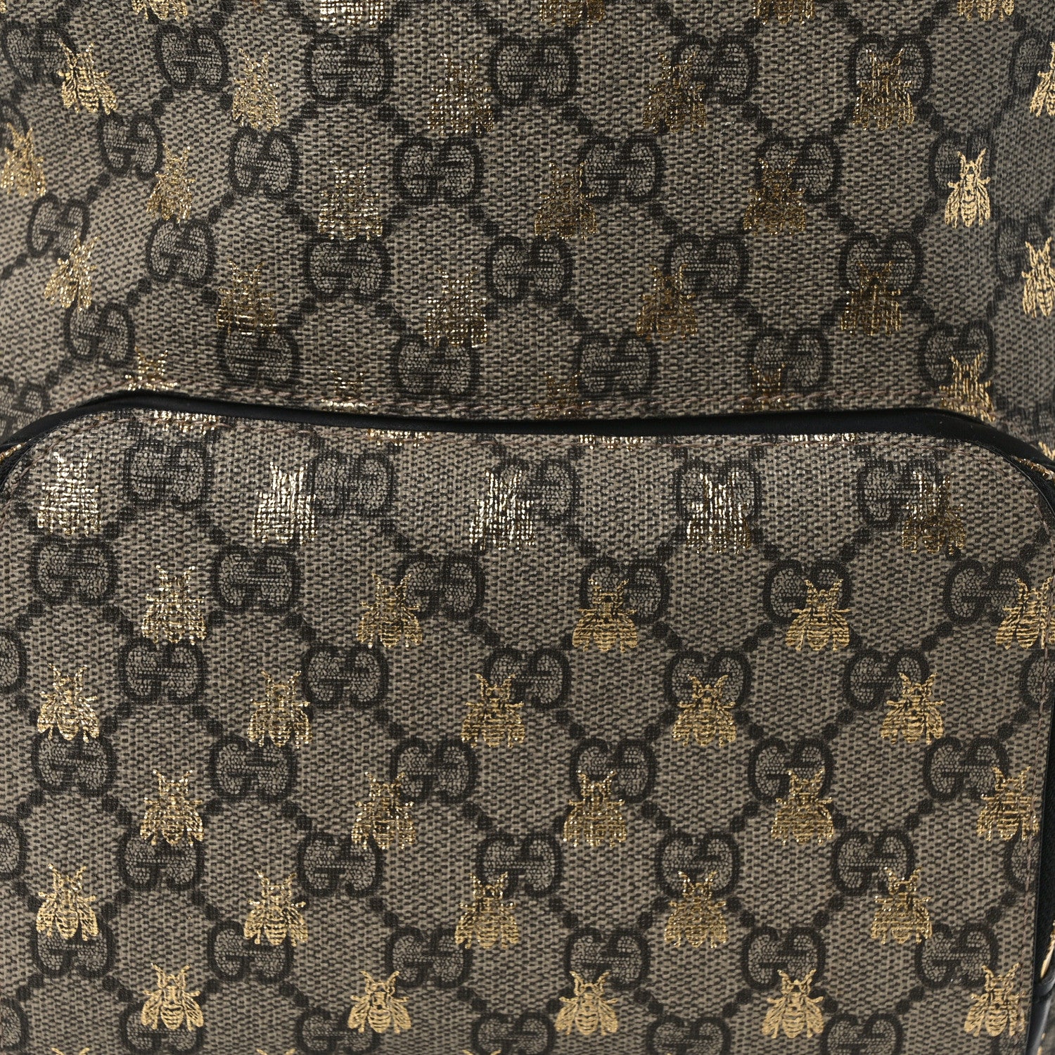 Gucci GG Supreme Monogram Bees Print Small Day Backpack Beige Oro Black 8 of 10
