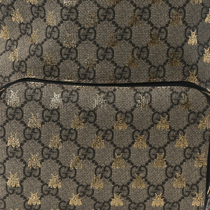 Gucci GG Supreme Monogram Bees Print Small Day Backpack Beige Oro Black 8 of 10
