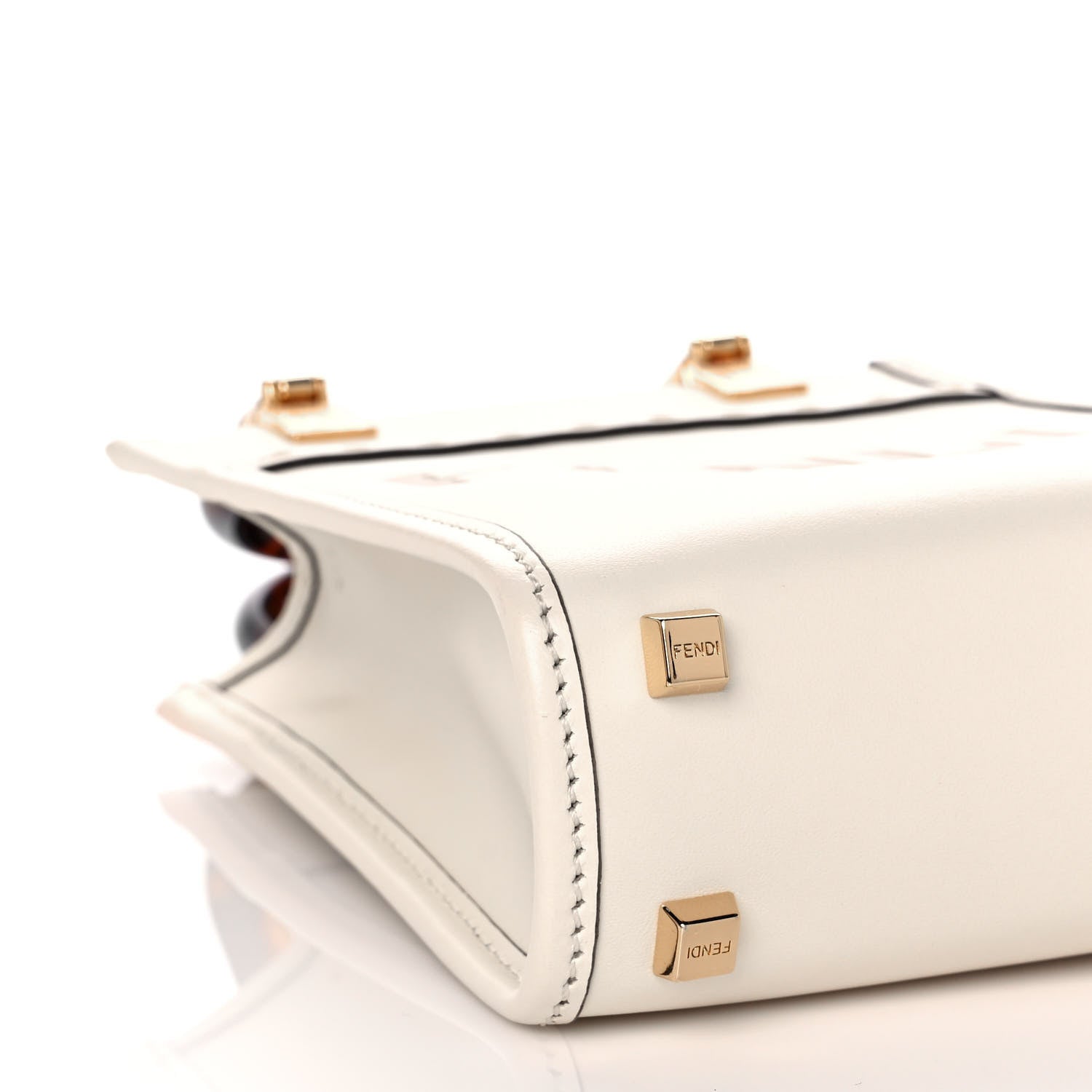 Fendi Vitello King Plexiglass Logo Embossed Mini Fendi Sunshine Shopper Tote White Ice 9 of 10