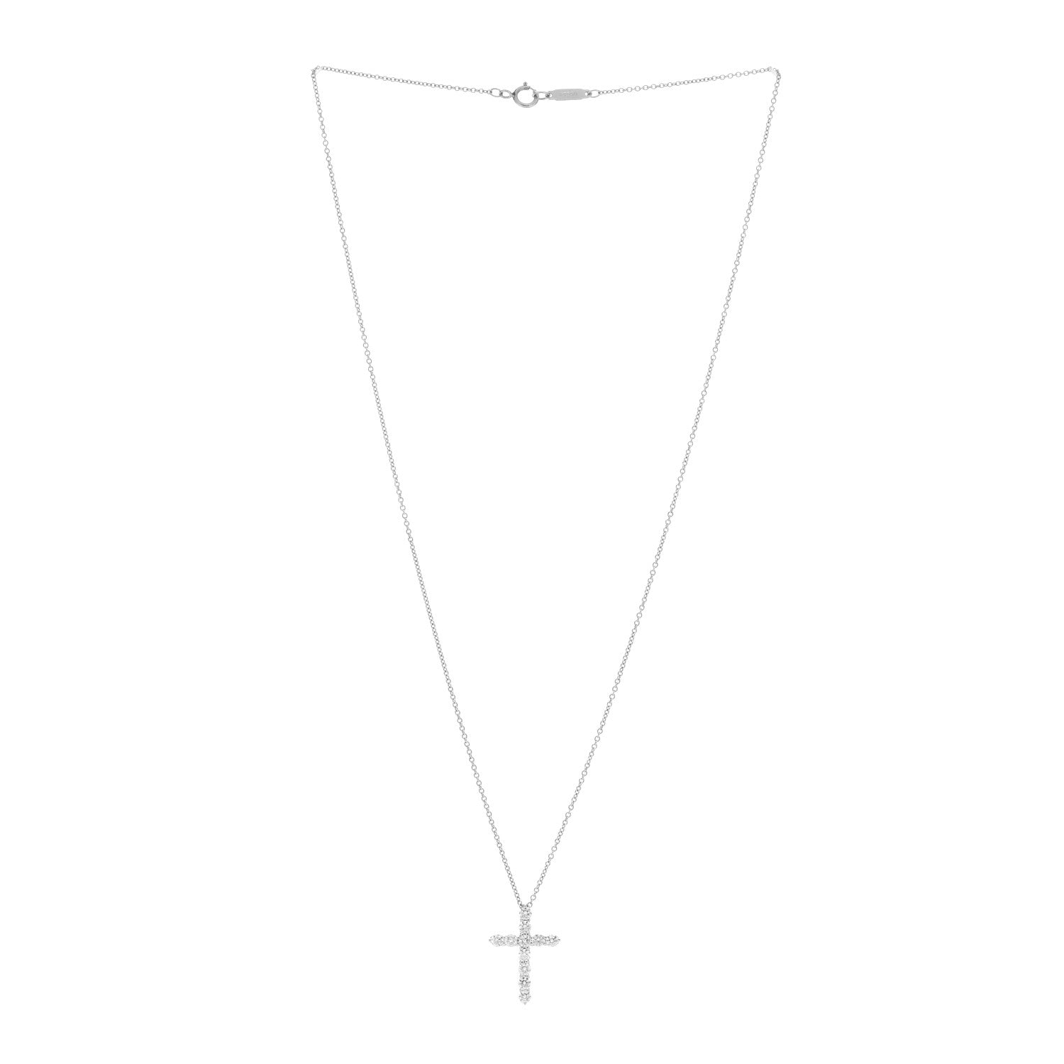 Tiffany Platinum Diamond Small Cross Pendant Necklace 3 of 5