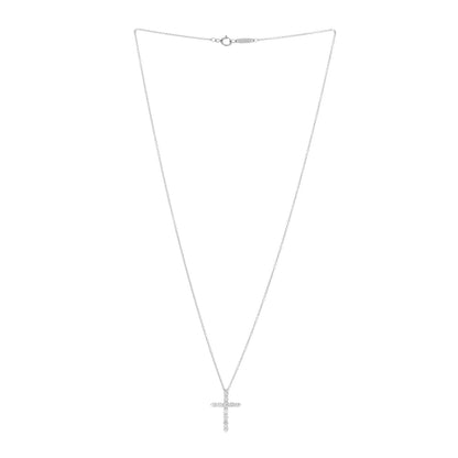Tiffany Platinum Diamond Small Cross Pendant Necklace 3 of 5