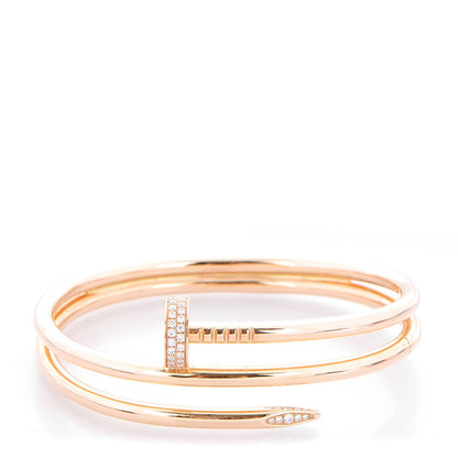 Cartier 18K Pink Gold Diamond Double Wrap Juste Un Clou Bracelet 17 1 of 4