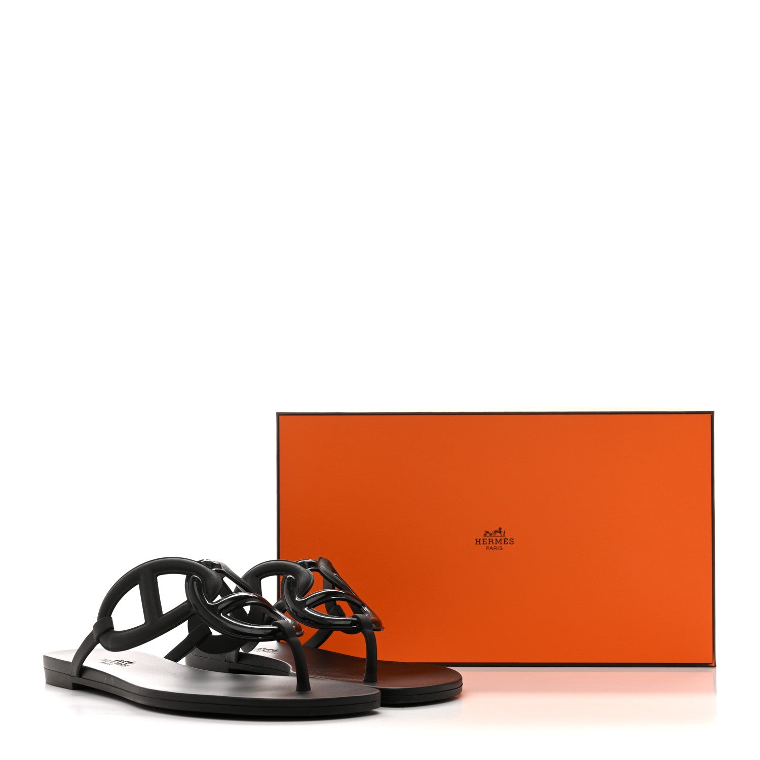 Hermes Rubber Womens Egerie Sandals 38 Black 10 of 10