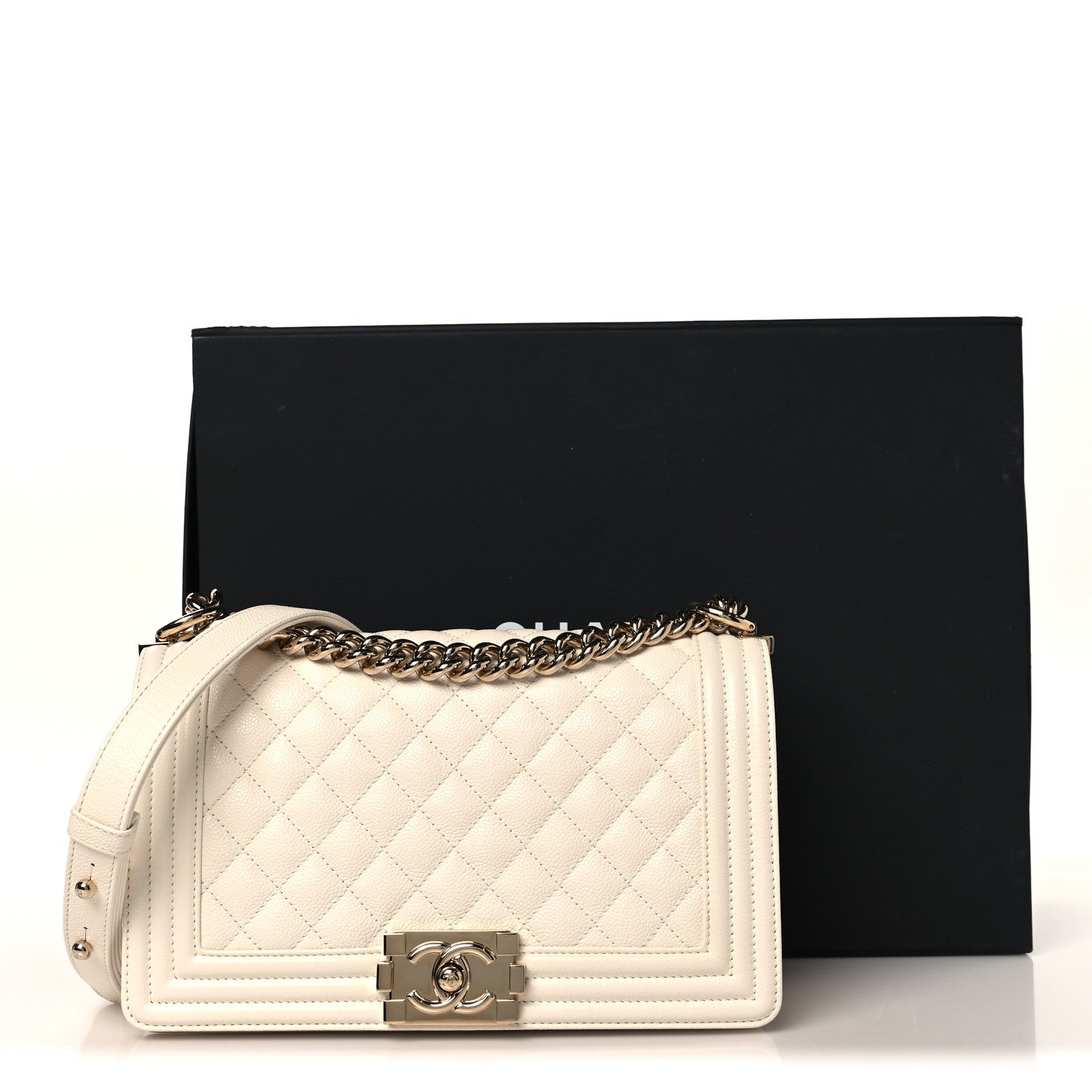 Chanel Caviar Quilted Medium Boy Flap White 11 of 11
