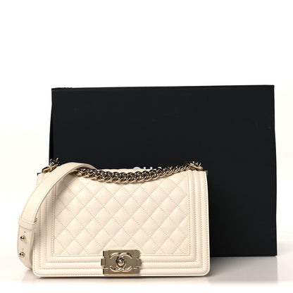 Chanel Caviar Quilted Medium Boy Flap White 11 of 11