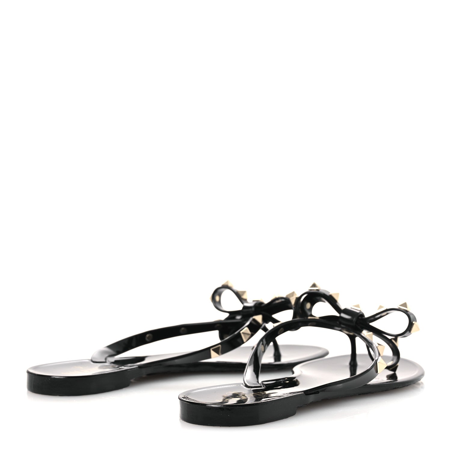 Valentino Garavani PVC Jelly Rockstud Bow Thong Sandals 38 Black 5 of 9