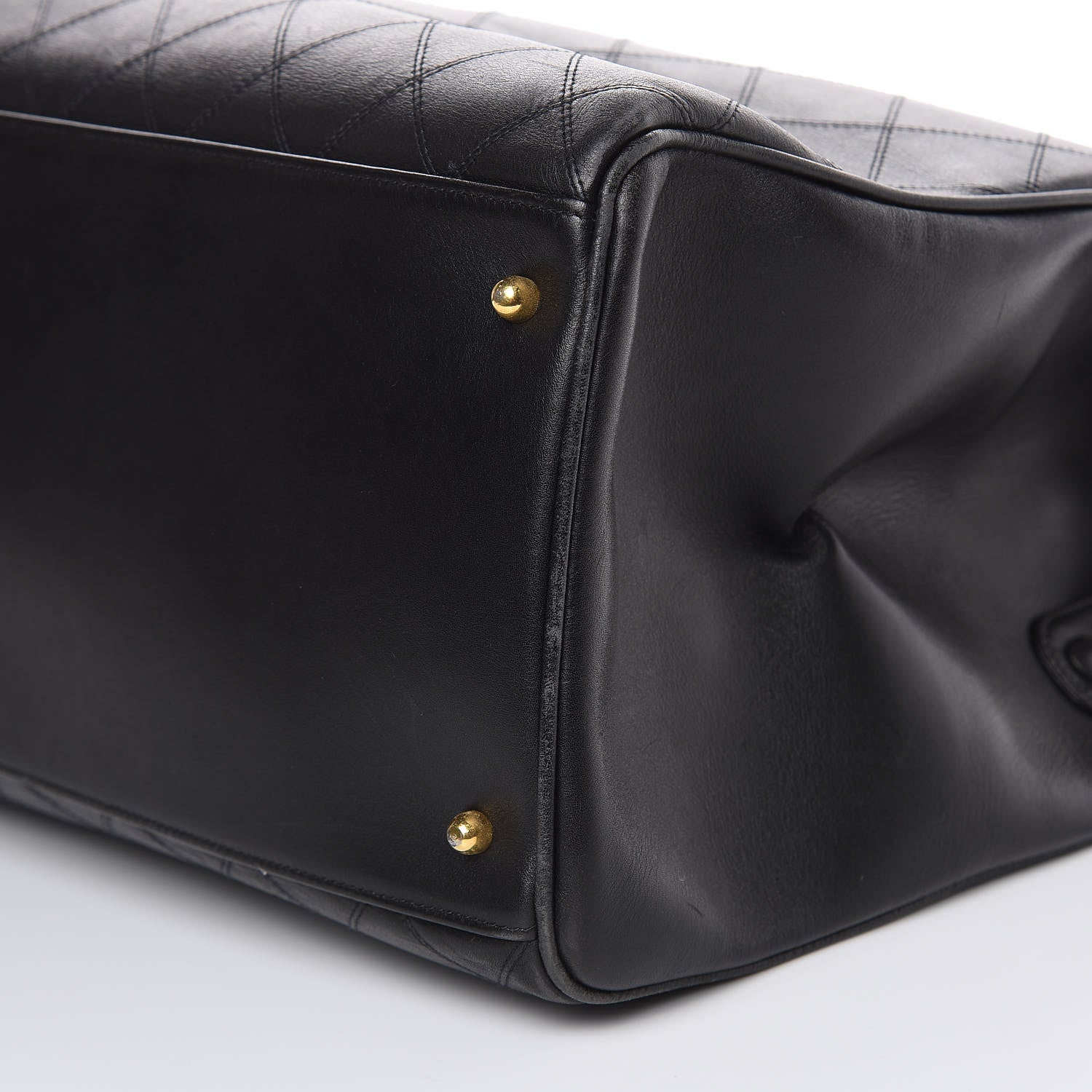 Chanel Calfskin Stitched XL Weekender Black 9 of 24