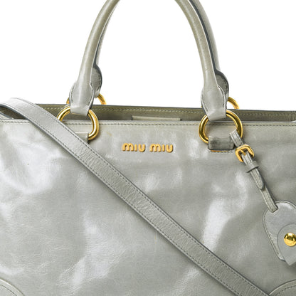 Miu Miu Vitello Shine Top Handle Satchel Nube 9 of 18