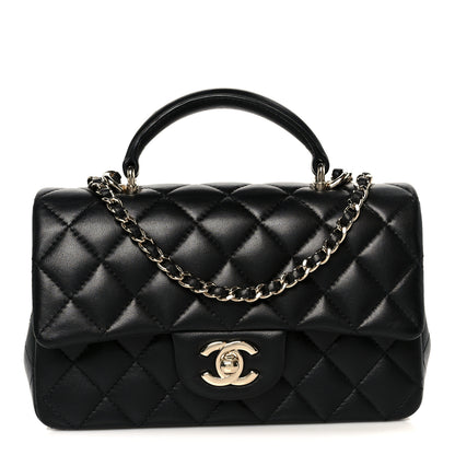 Chanel Lambskin Quilted Mini Top Handle Rectangular Flap Black 1 of 11
